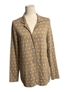 Belford Beige White  100% Pima cotton Polka Dot Blazer Jacket Women's | Sz M